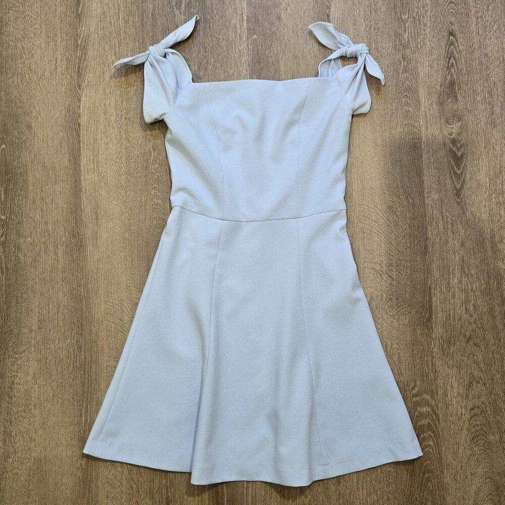 French Connection Mini Dress Fit Flare size 2 Off The Shoulder Baby Blue